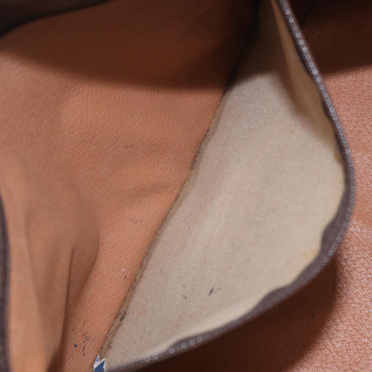 CELINE Macadam Canvas Boston Bag PVC Leather Brown Gold Auth 188493