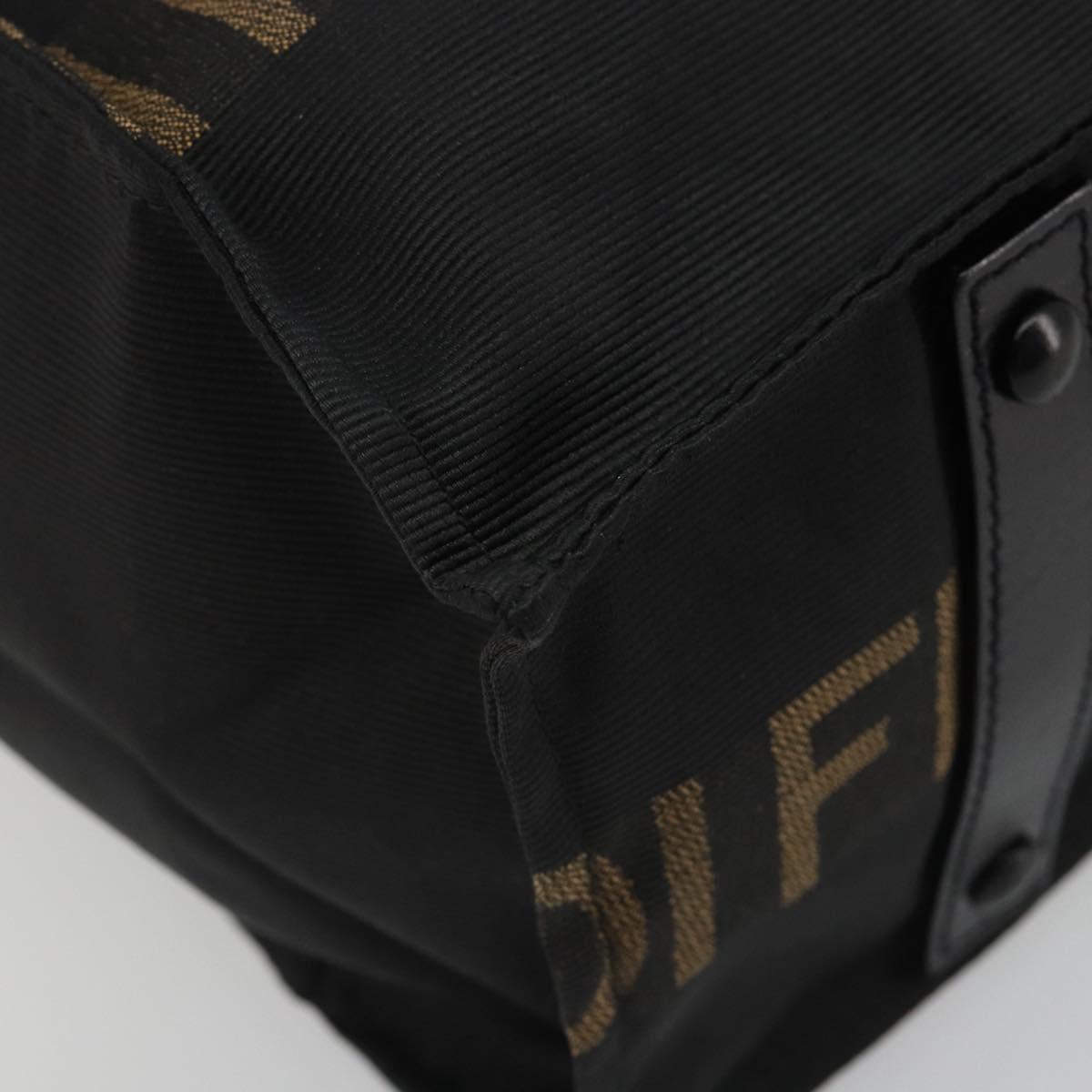 FENDI Hand Bag Canvas Black Gold Auth 188494A