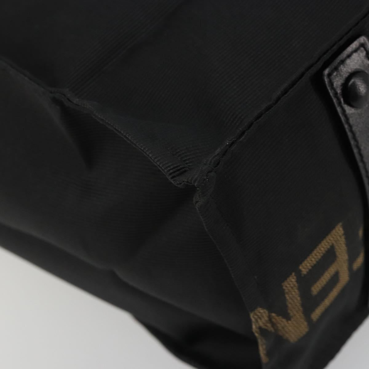FENDI Hand Bag Canvas Black Gold Auth 188494A