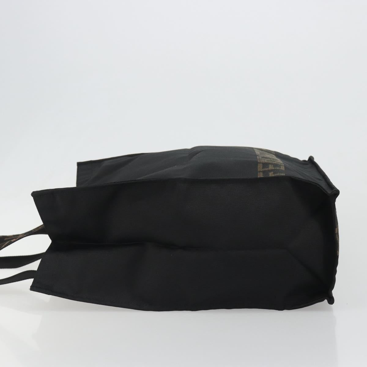 FENDI Hand Bag Canvas Black Gold Auth 188494A