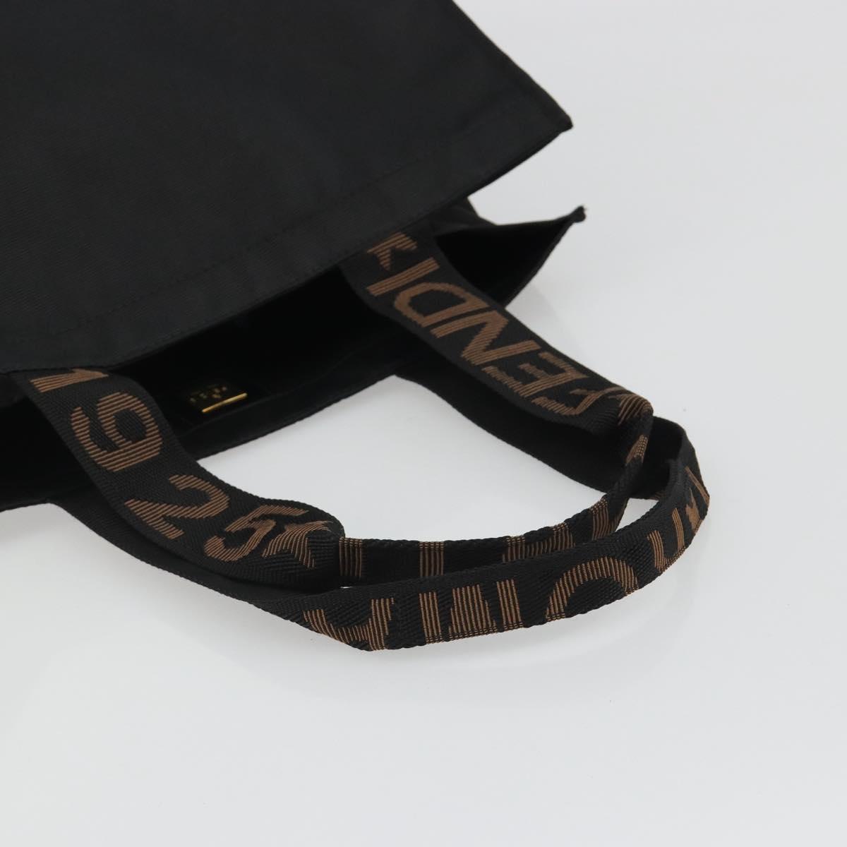 FENDI Hand Bag Canvas Black Gold Auth 188494A