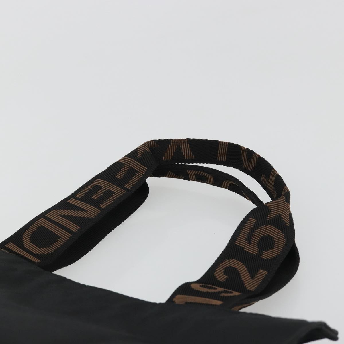 FENDI Hand Bag Canvas Black Gold Auth 188494A