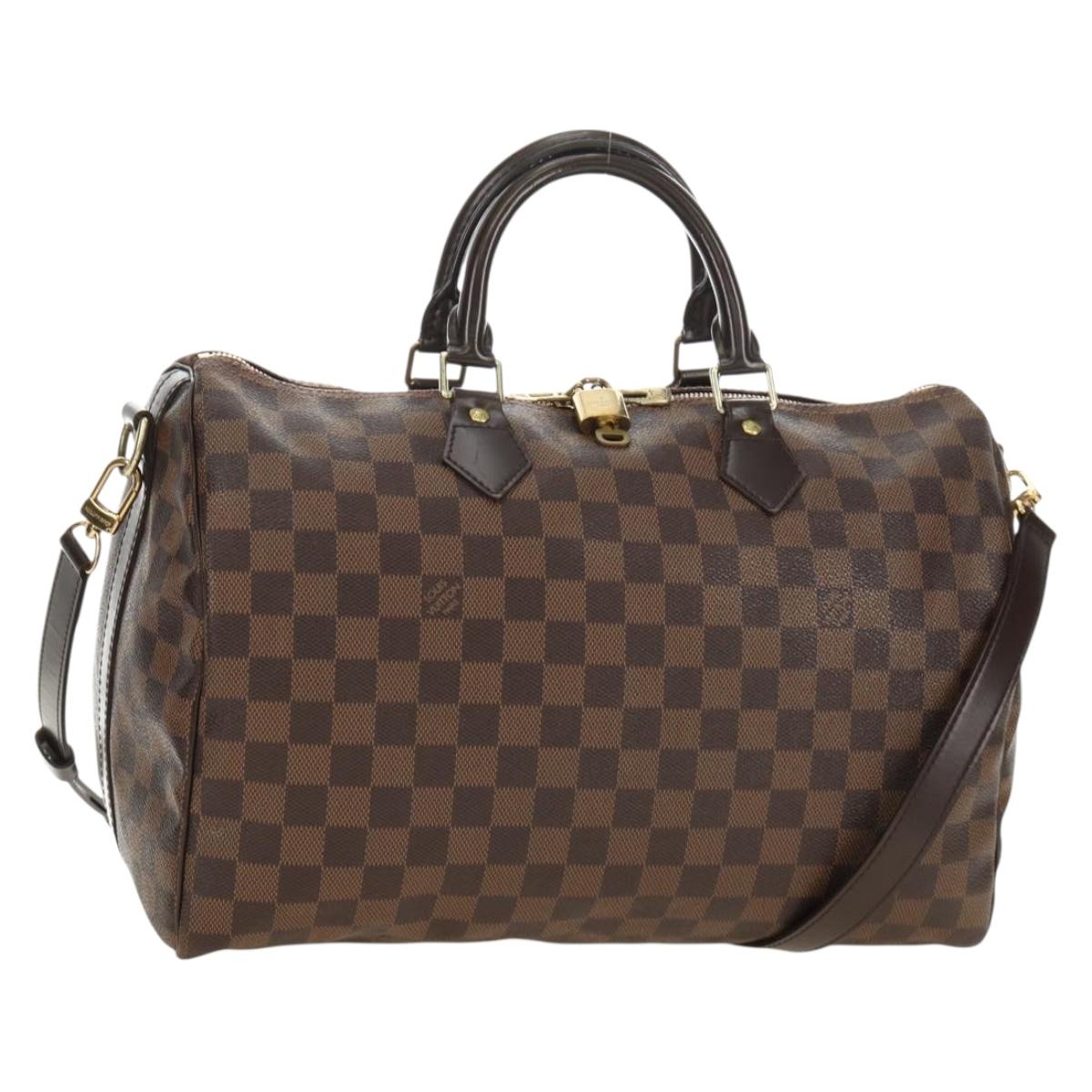 LOUIS VUITTON Damier Ebene Speedy Bandouliere 35 Hand Bag N41366 Auth 188496SAV