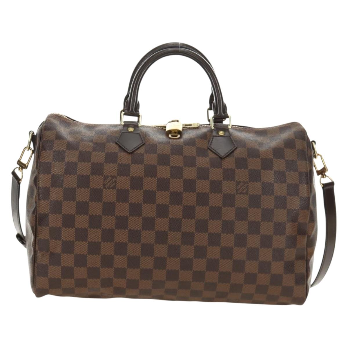 LOUIS VUITTON Damier Ebene Speedy Bandouliere 35 Hand Bag N41366 Auth 188496SAV