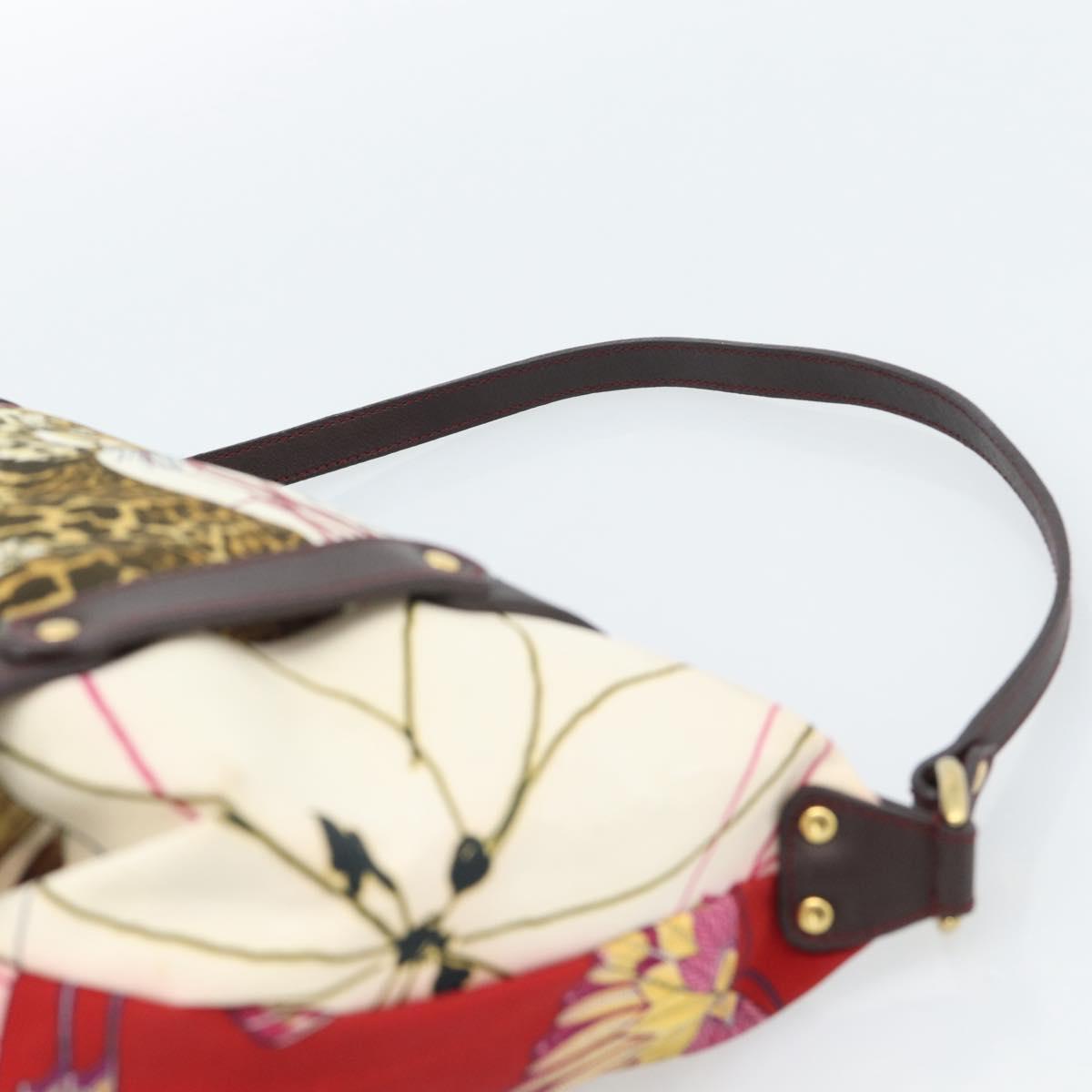 Salvatore Ferragamo Animal Pattern Hand Bag Nylon Beige Gold Auth 188499