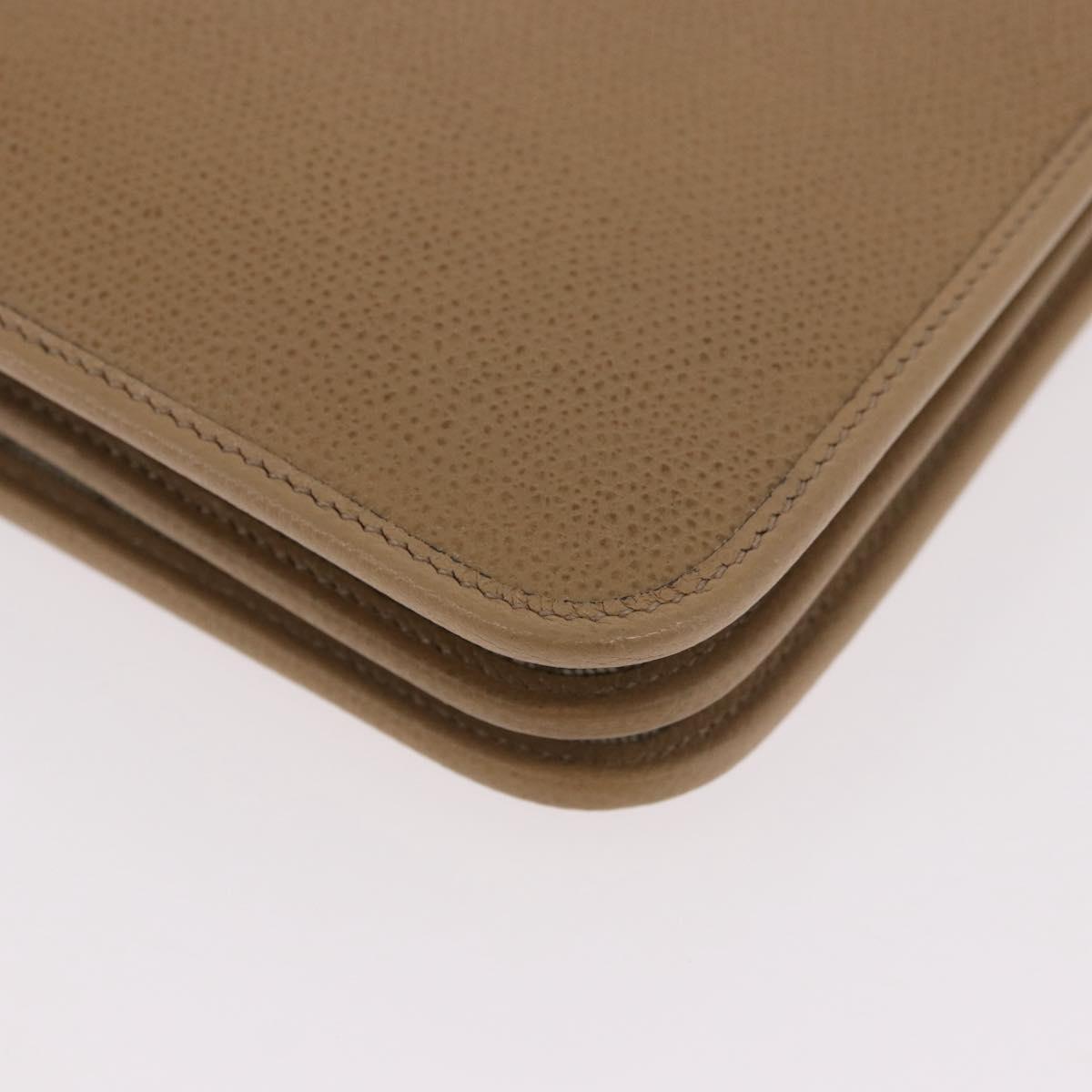 Christian Dior Chain Shoulder Bag Leather Beige Gold Auth 188501
