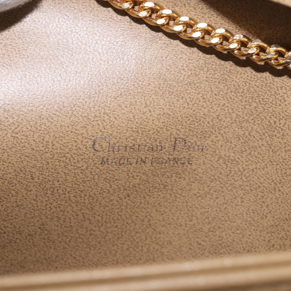 Christian Dior Chain Shoulder Bag Leather Beige Gold Auth 188501