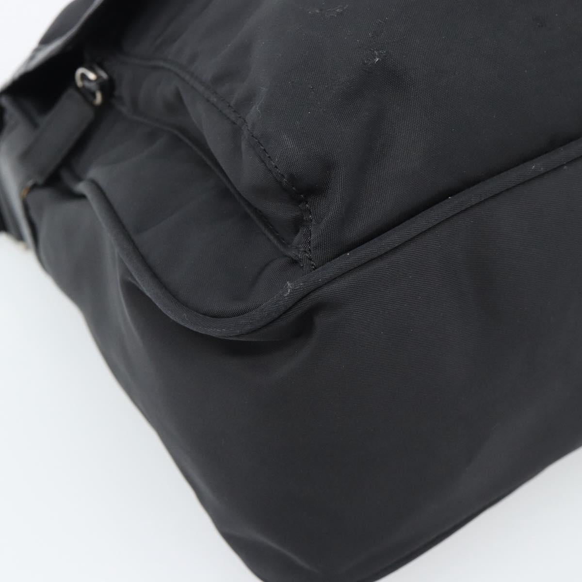 PRADA Shoulder Bag Nylon Black Silver Auth 188514