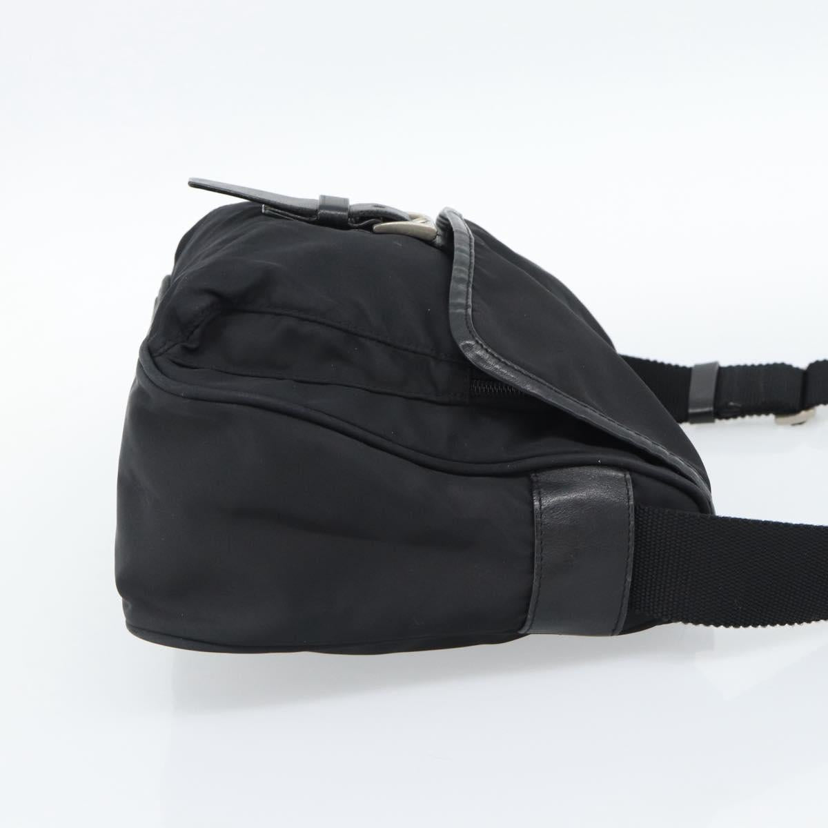 PRADA Shoulder Bag Nylon Black Silver Auth 188514