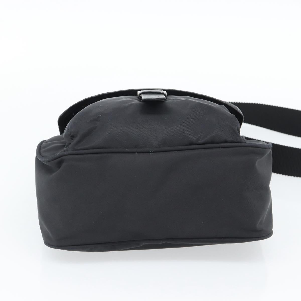 PRADA Shoulder Bag Nylon Black Silver Auth 188514