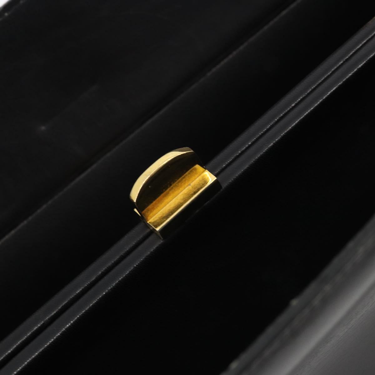 CHANEL Chain Shoulder Bag Leather Black Gold CC Auth 188521