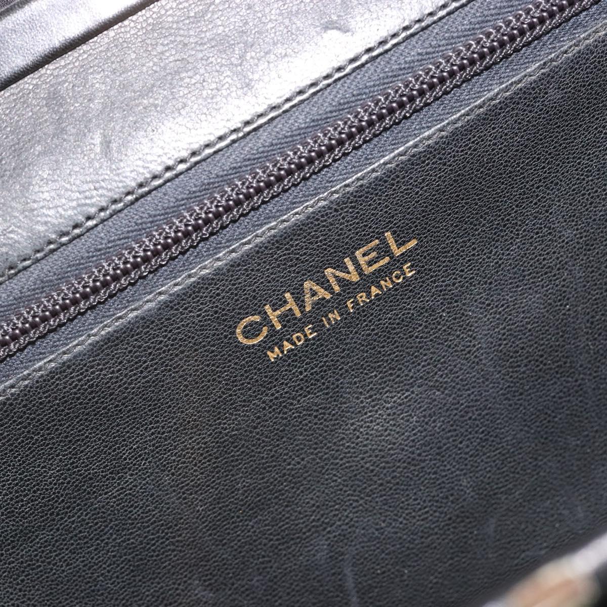 CHANEL Chain Shoulder Bag Leather Black Gold CC Auth 188521