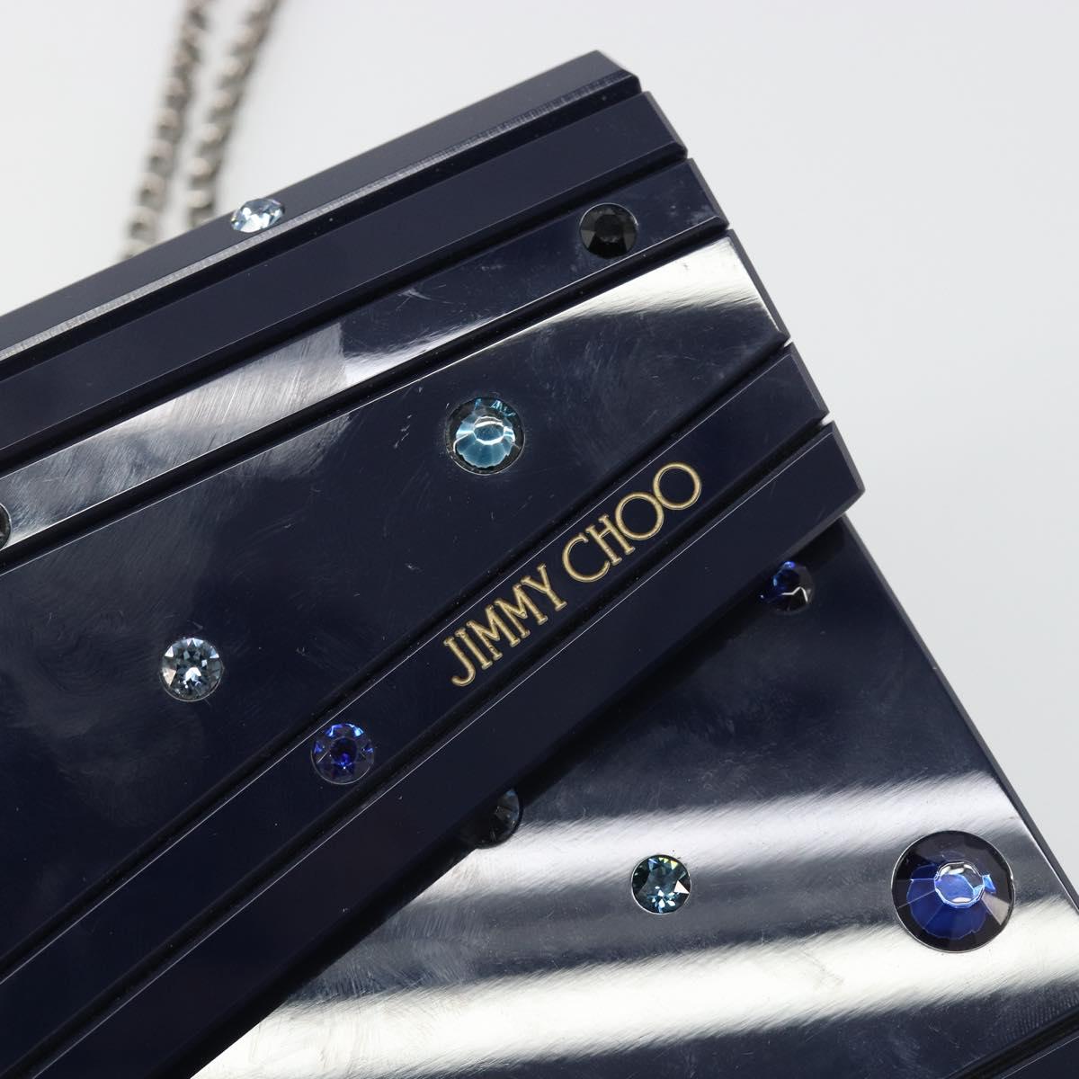Jimmy Choo Chain Shoulder Bag plastic Navy Auth 188525