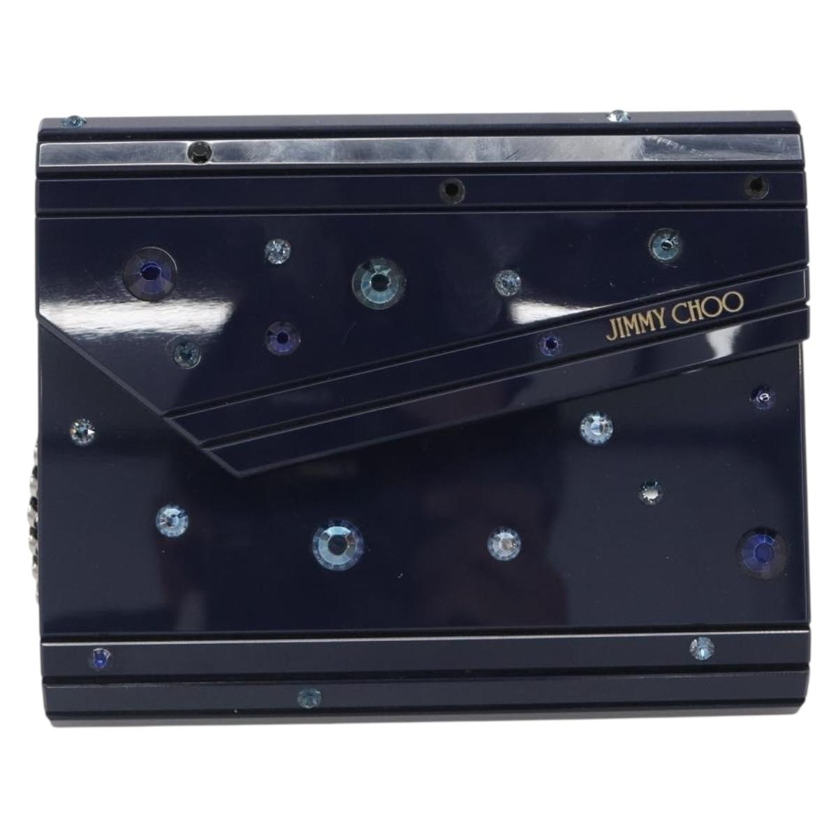 Jimmy Choo Chain Shoulder Bag plastic Navy Auth 188525