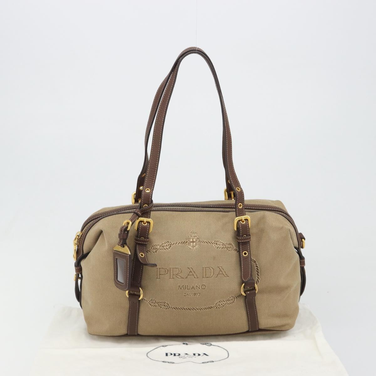 PRADA Shoulder Bag Shoulder Bag Canvas Beige Auth 188534SAV