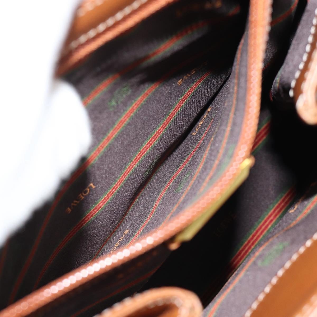 LOEWE Velazquez Hand Bag Leather Brown Gold Auth 188539