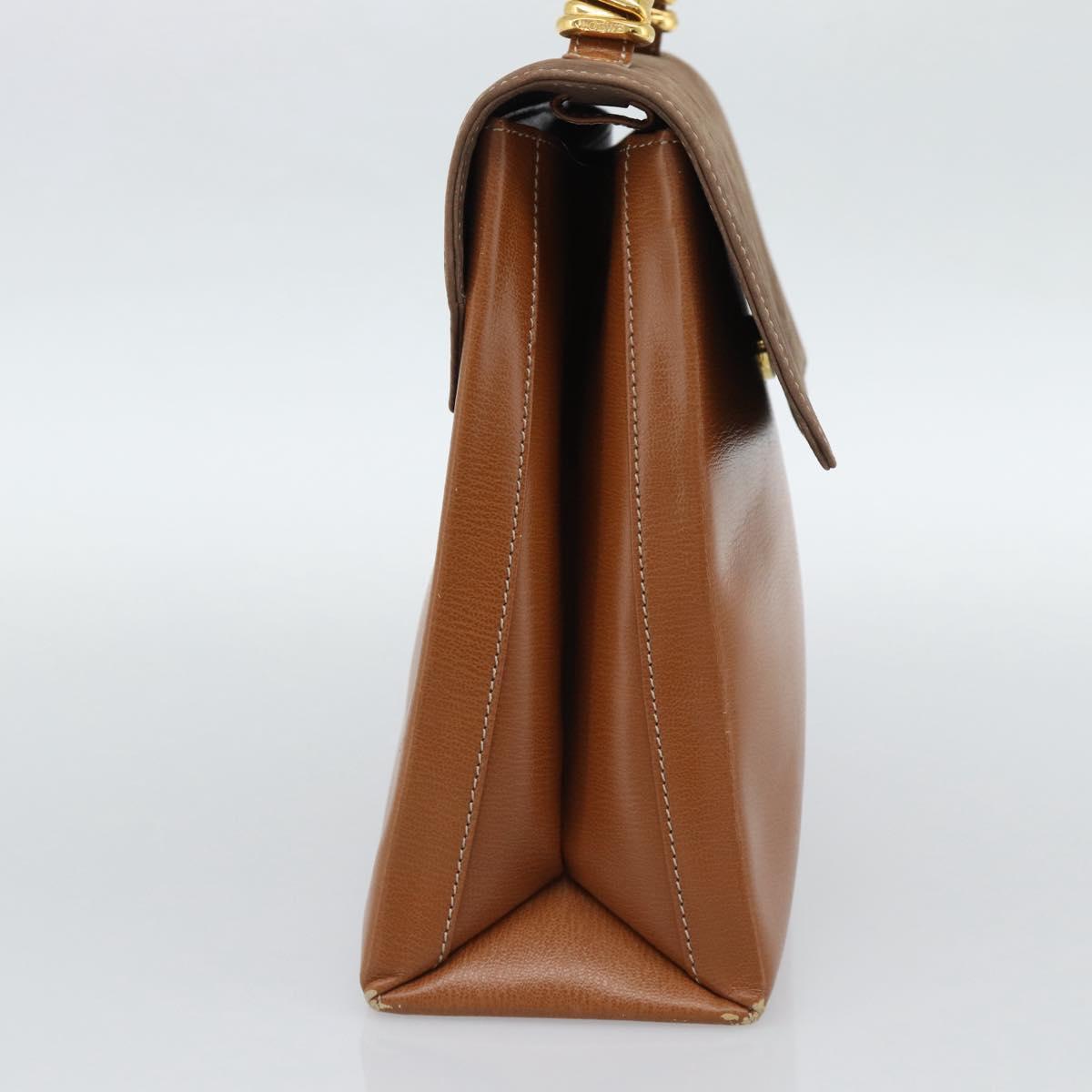 LOEWE Velazquez Hand Bag Leather Brown Gold Auth 188539