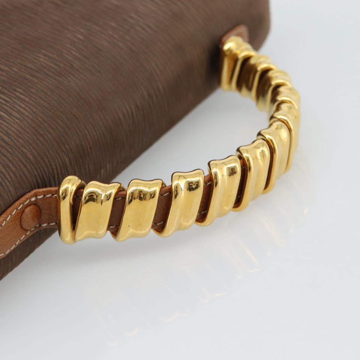 LOEWE Velazquez Hand Bag Leather Brown Gold Auth 188539