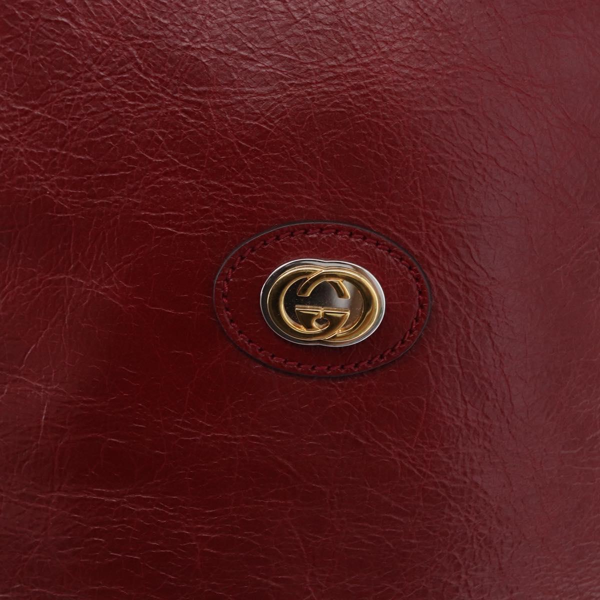GUCCI Shoulder Bag Leather Red Silver 598086 Auth 188541V
