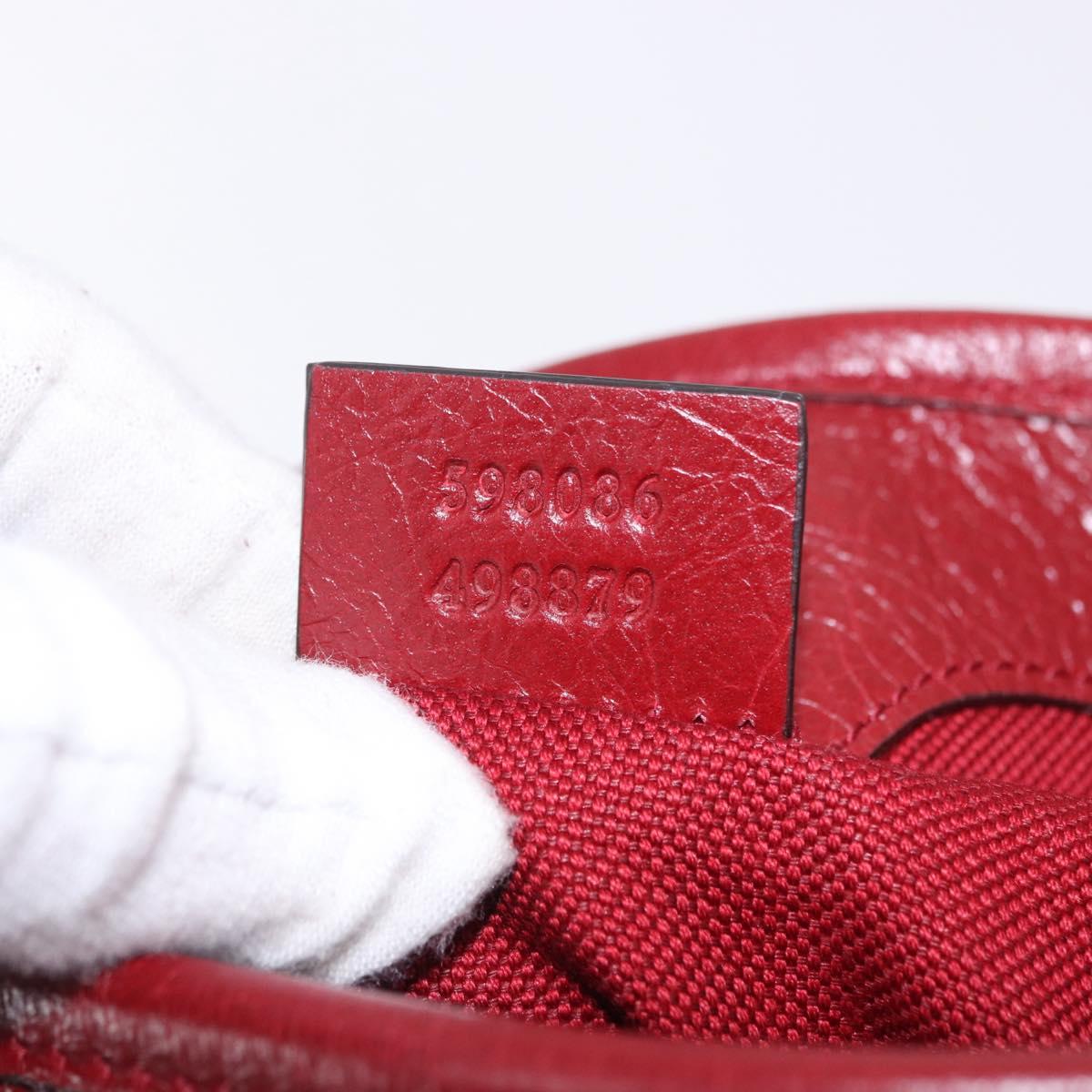 GUCCI Shoulder Bag Leather Red Silver 598086 Auth 188541V