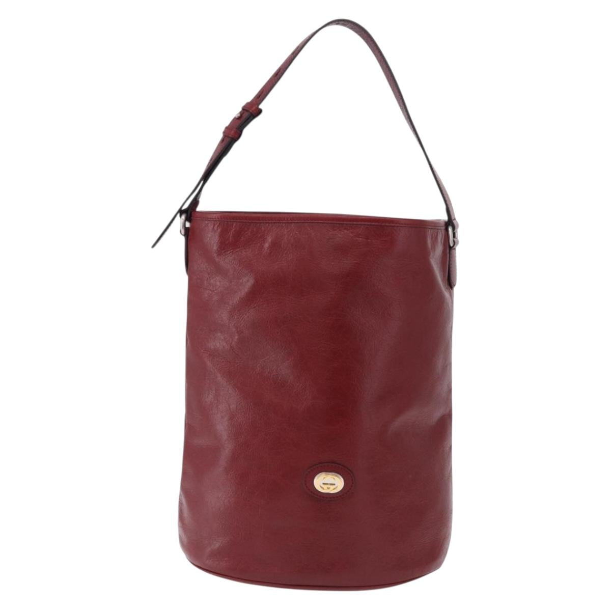 GUCCI Shoulder Bag Leather Red Silver 598086 Auth 188541V