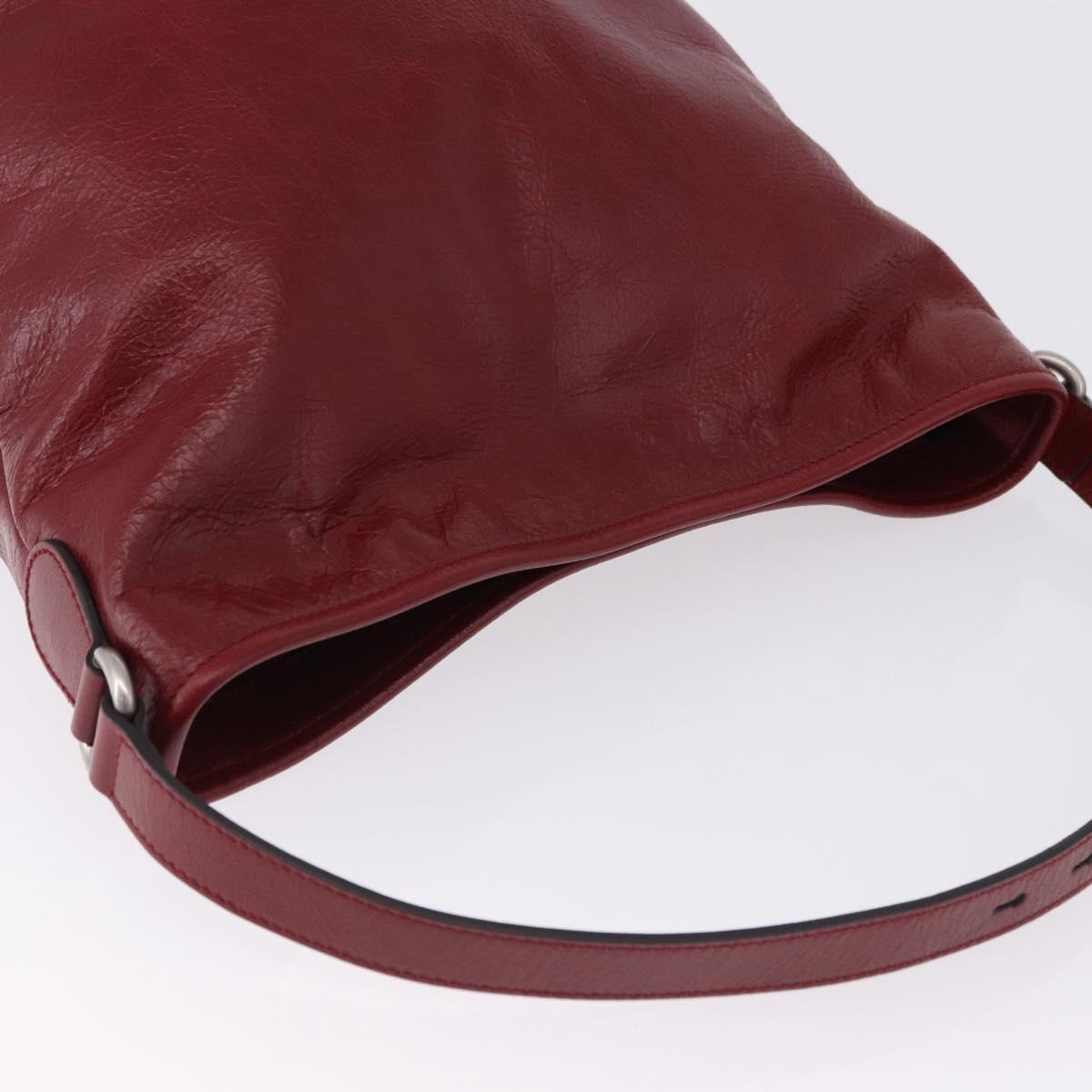 GUCCI Shoulder Bag Leather Red Silver 598086 Auth 188541V