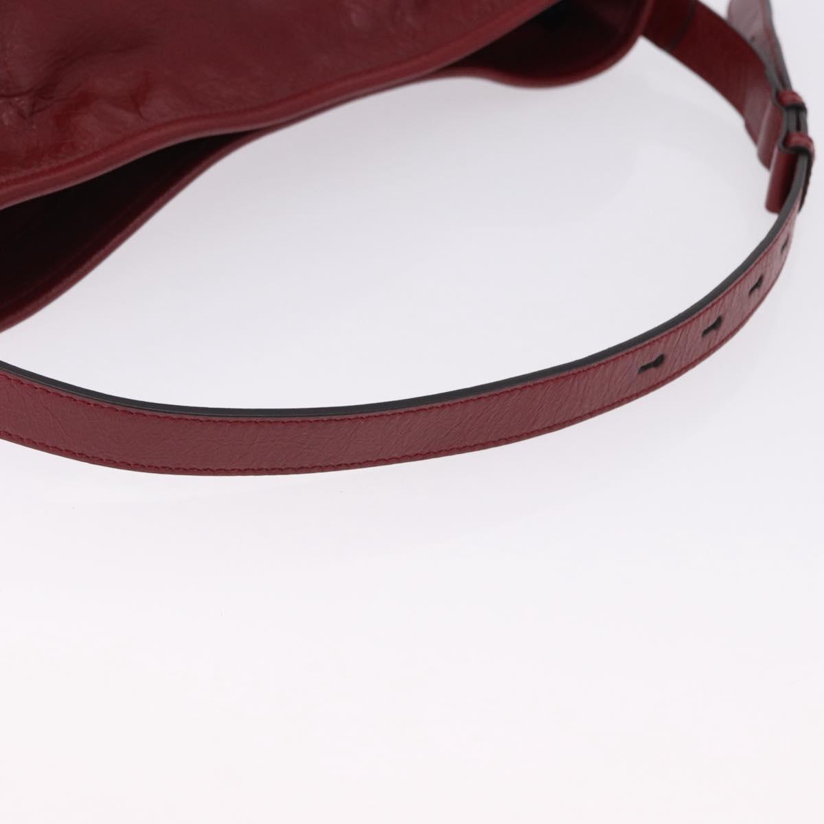 GUCCI Shoulder Bag Leather Red Silver 598086 Auth 188541V