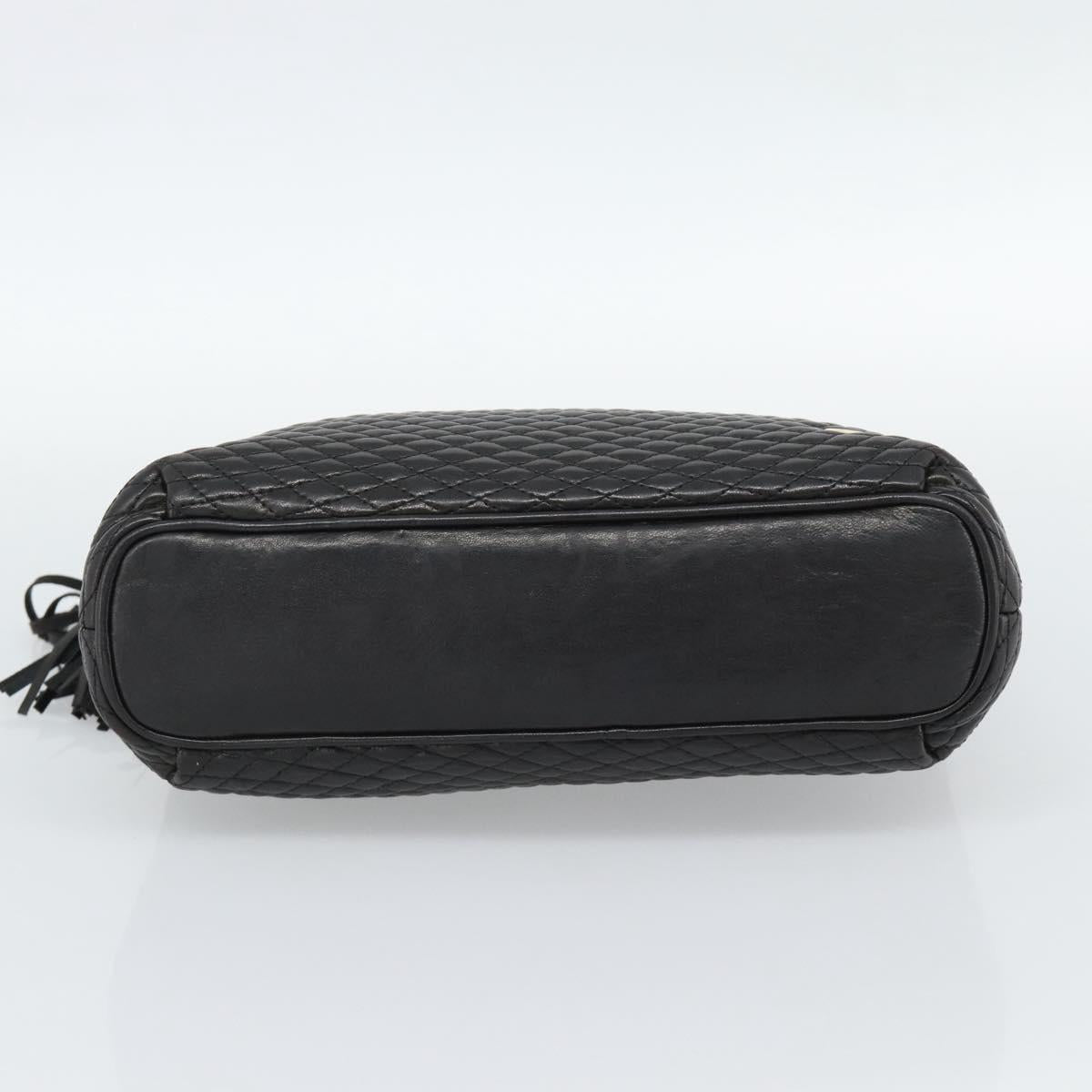 BALLY Chain Shoulder Bag Leather Black Gold Auth 188542
