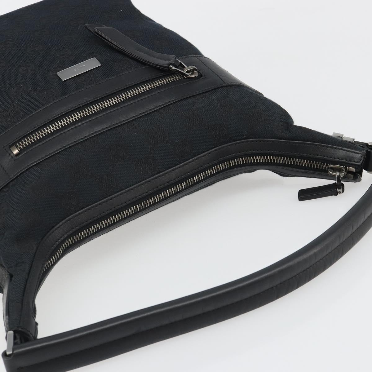GUCCI GG Canvas Shoulder Bag Black Gold 001 4299 1669 Auth 188543A