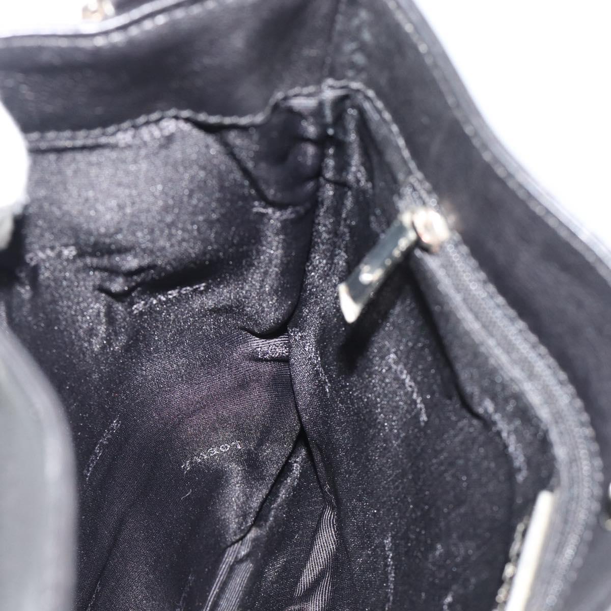 LOEWE Anagram Shoulder Bag Leather Black Silver Auth 188544A