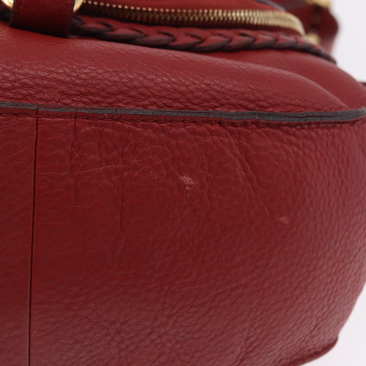 Chloe Marcie Shoulder Bag Leather Red Gold Auth 188545