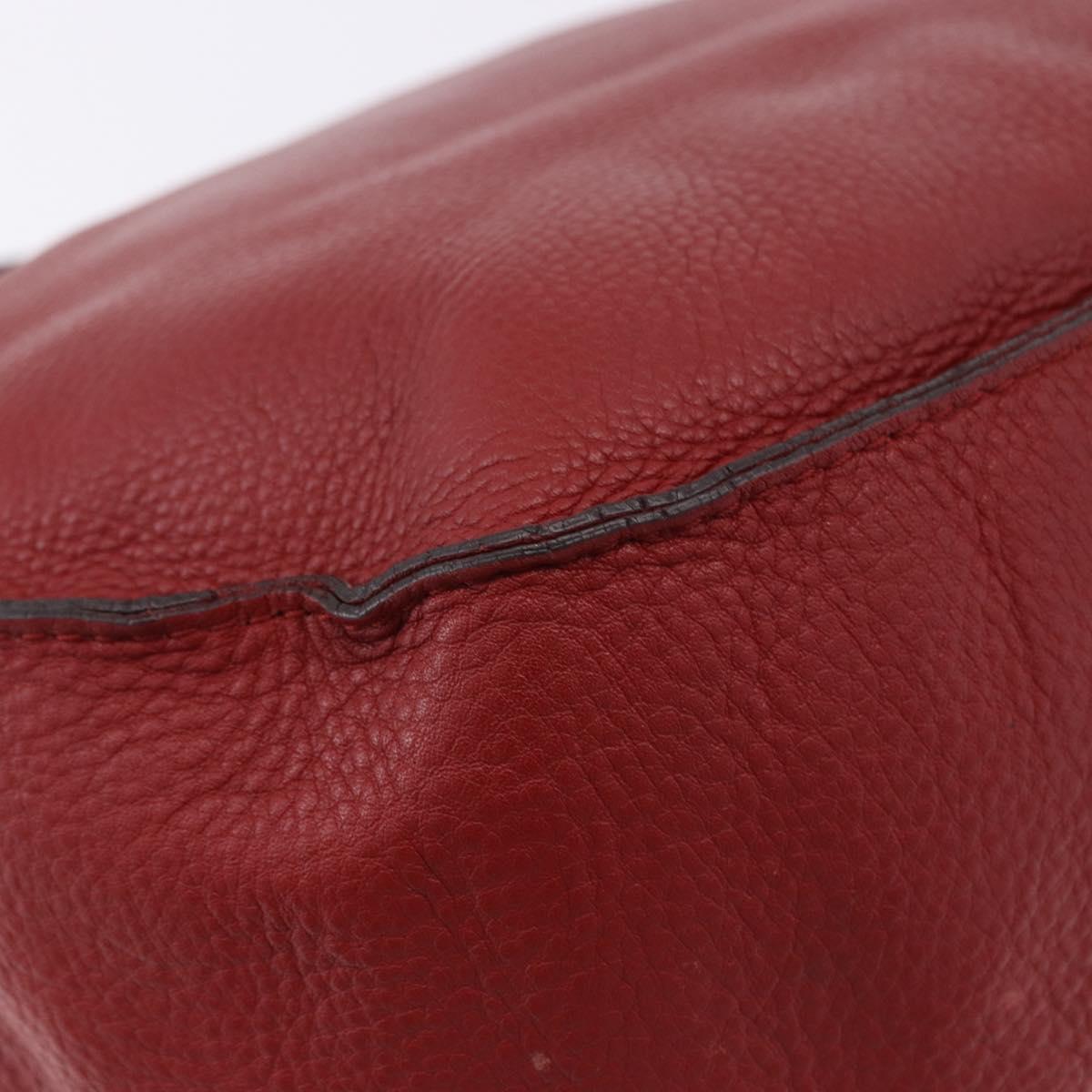 Chloe Marcie Shoulder Bag Leather Red Gold Auth 188545