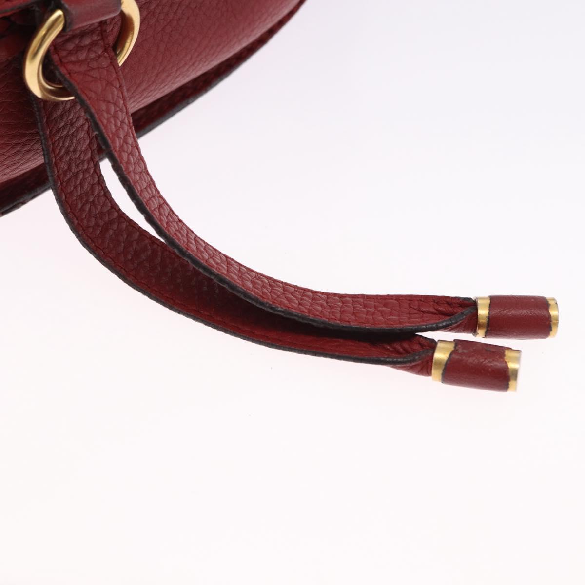 Chloe Marcie Shoulder Bag Leather Red Gold Auth 188545