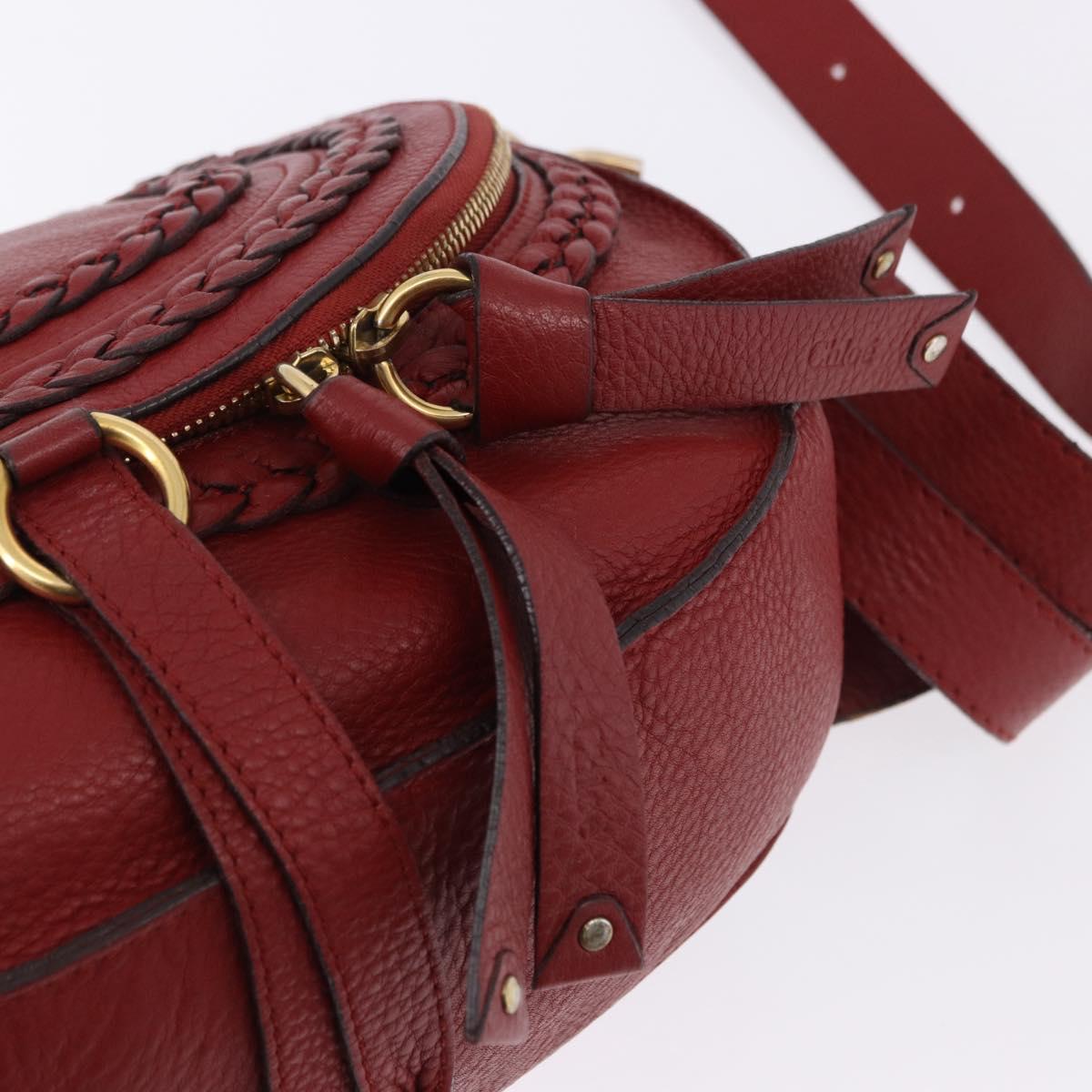 Chloe Marcie Shoulder Bag Leather Red Gold Auth 188545