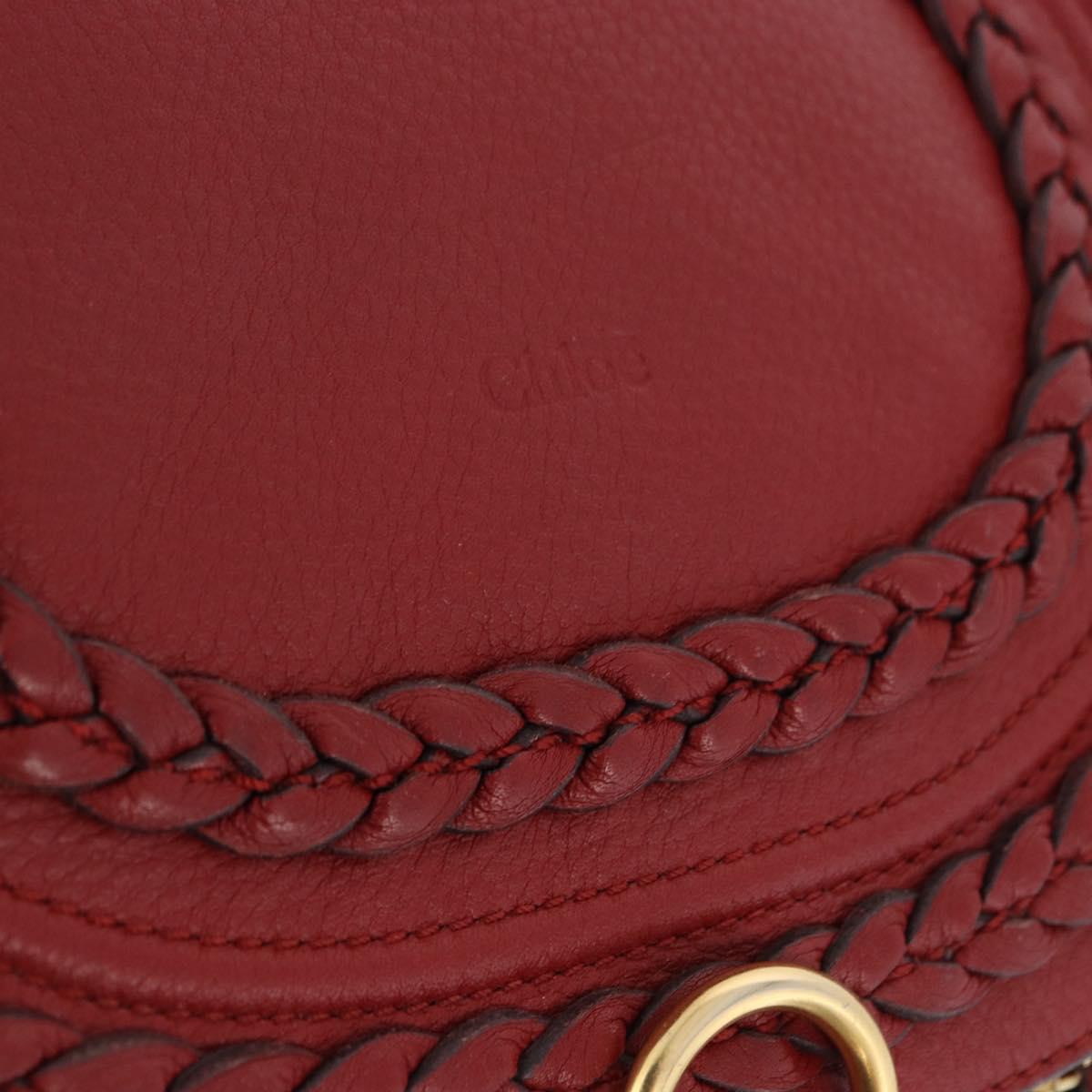 Chloe Marcie Shoulder Bag Leather Red Gold Auth 188545
