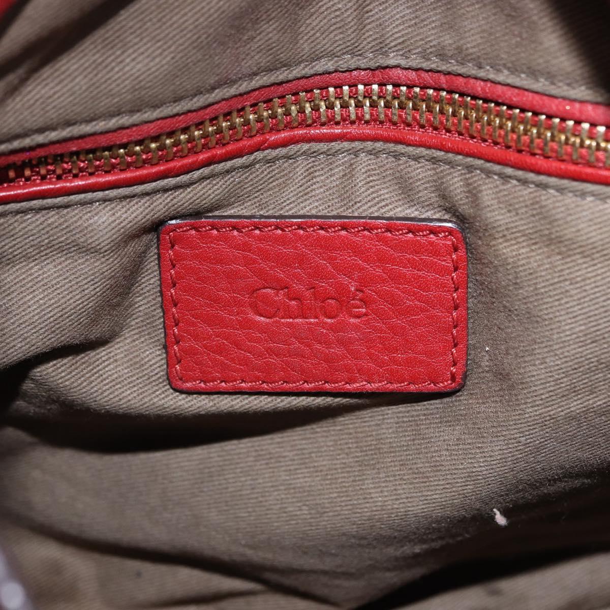 Chloe Marcie Shoulder Bag Leather Red Gold Auth 188545