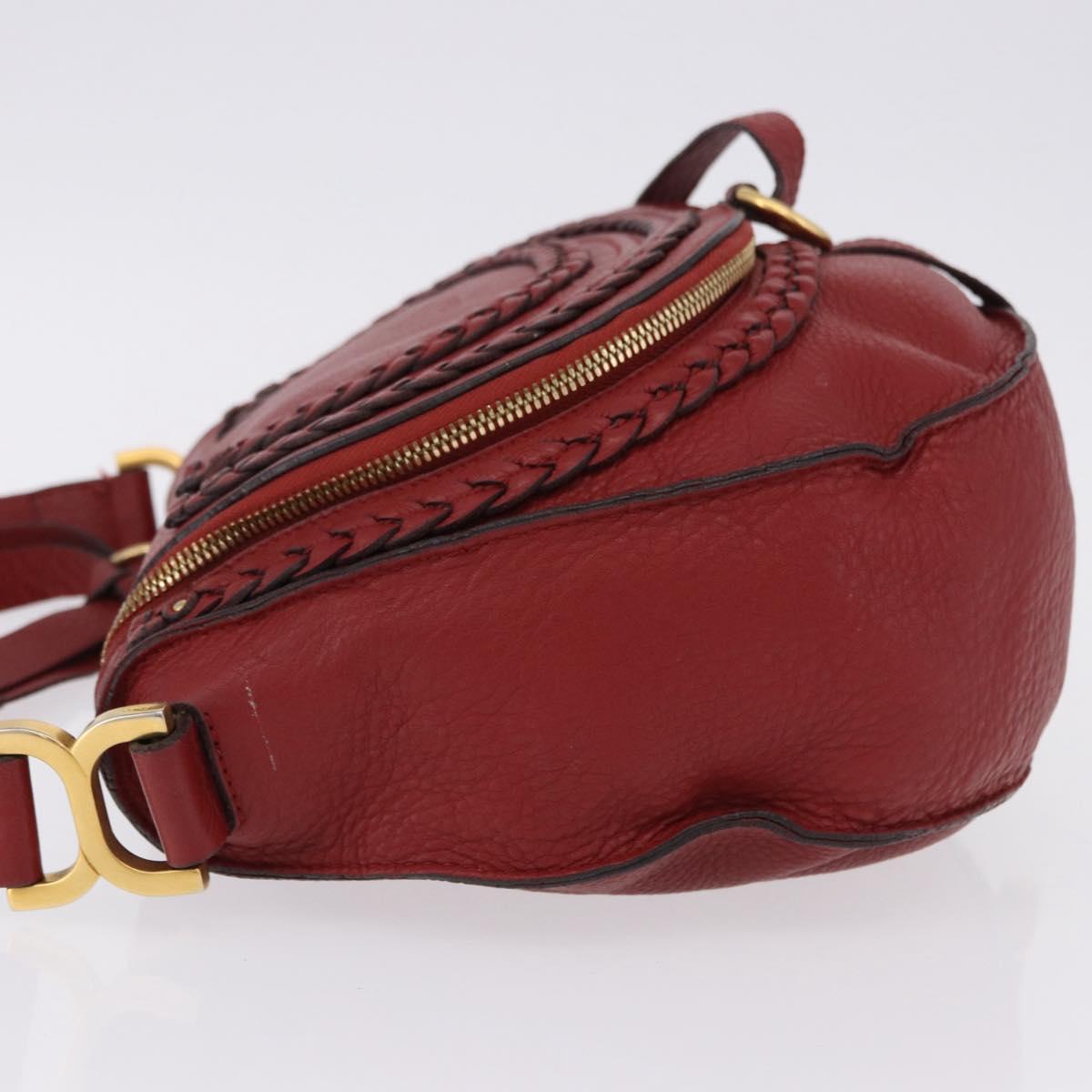 Chloe Marcie Shoulder Bag Leather Red Gold Auth 188545