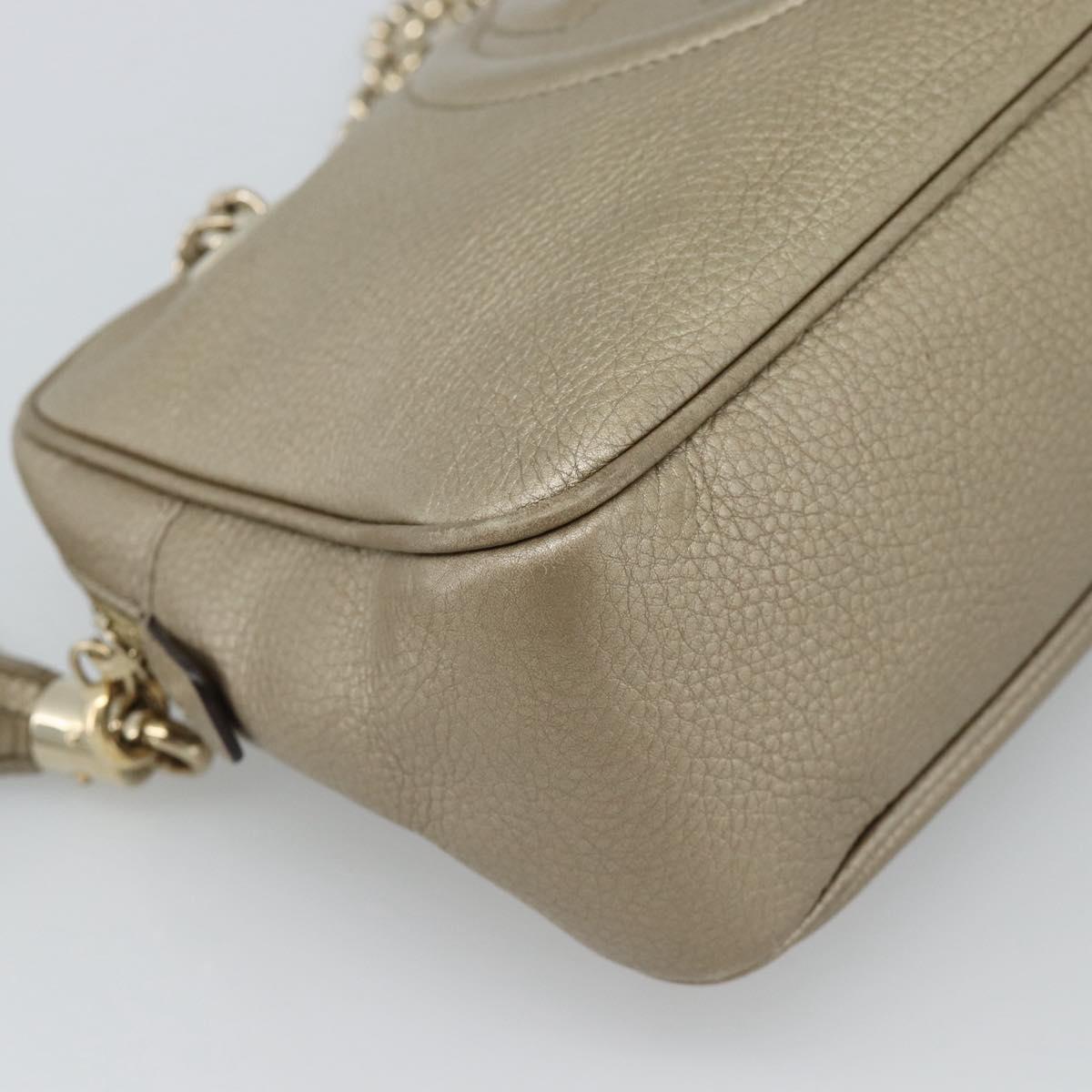GUCCI Soho Interlocking Shoulder Bag Leather Gold 308983 Auth 188546A