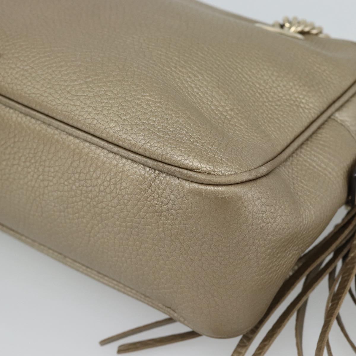 GUCCI Soho Interlocking Shoulder Bag Leather Gold 308983 Auth 188546A