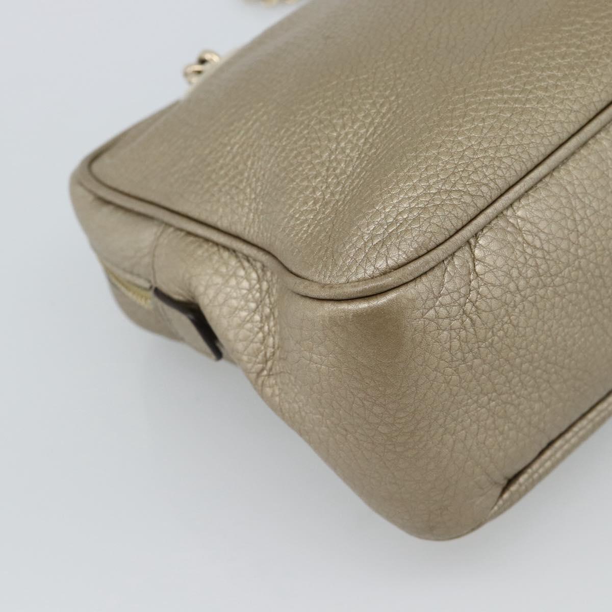 GUCCI Soho Interlocking Shoulder Bag Leather Gold 308983 Auth 188546A