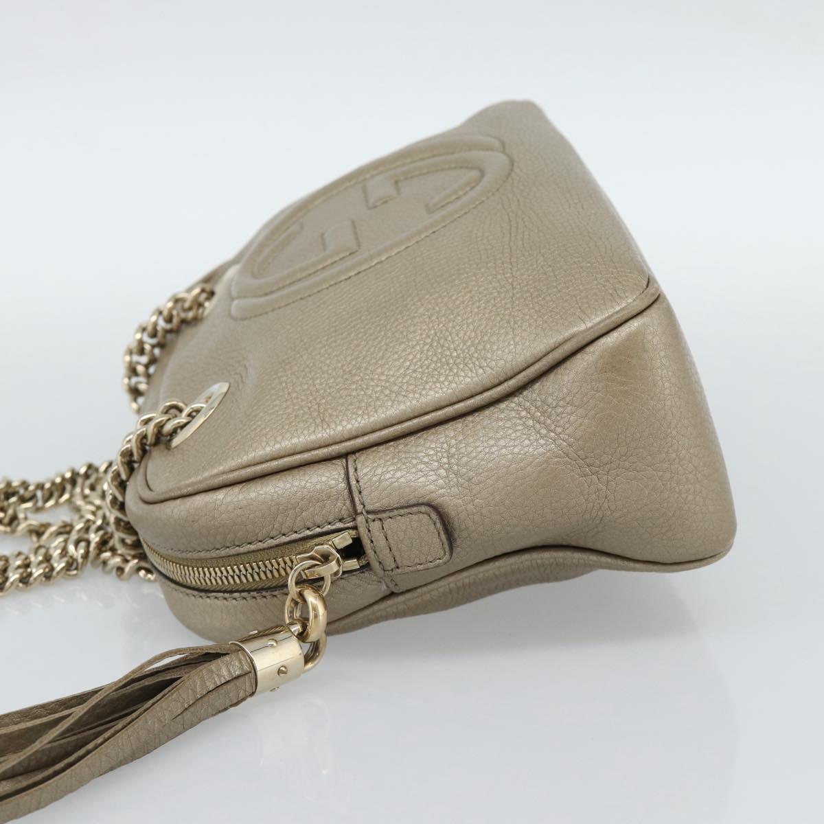 GUCCI Soho Interlocking Shoulder Bag Leather Gold 308983 Auth 188546A