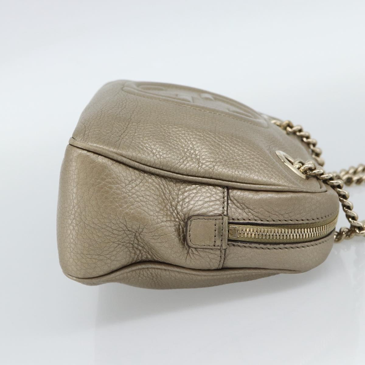 GUCCI Soho Interlocking Shoulder Bag Leather Gold 308983 Auth 188546A