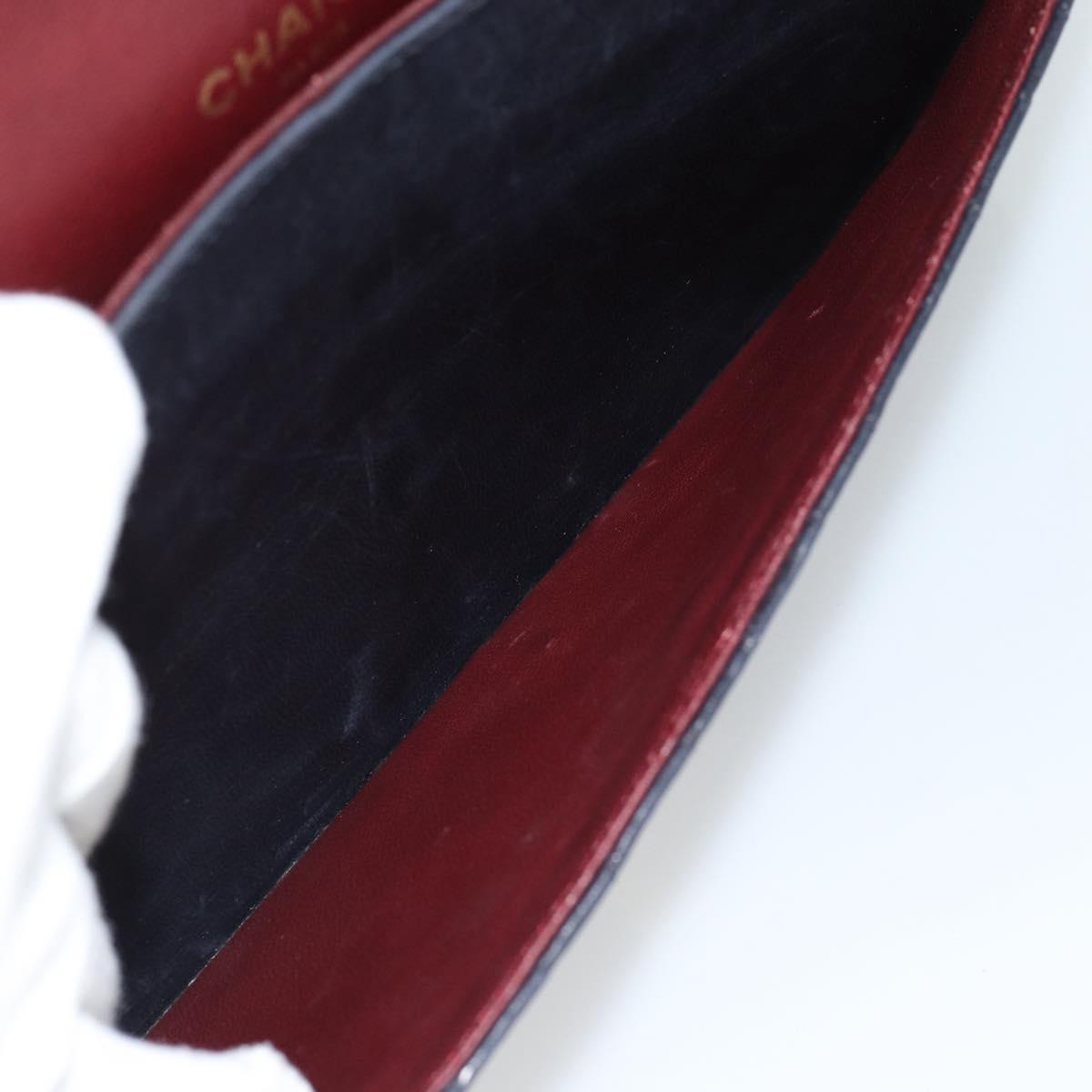 CHANEL Double Flap 25 Matelasse Chain Bag Lamb Skin Navy Gold CC Auth 188549SAV