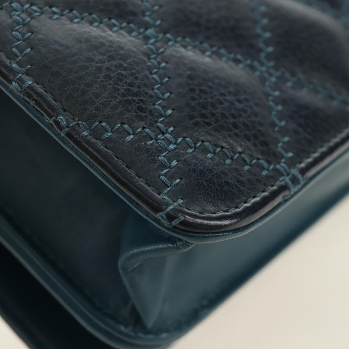 CHANEL Matelasse Chain Wallet Bag Caviar Skin Navy Silver CC Auth 188550SAV