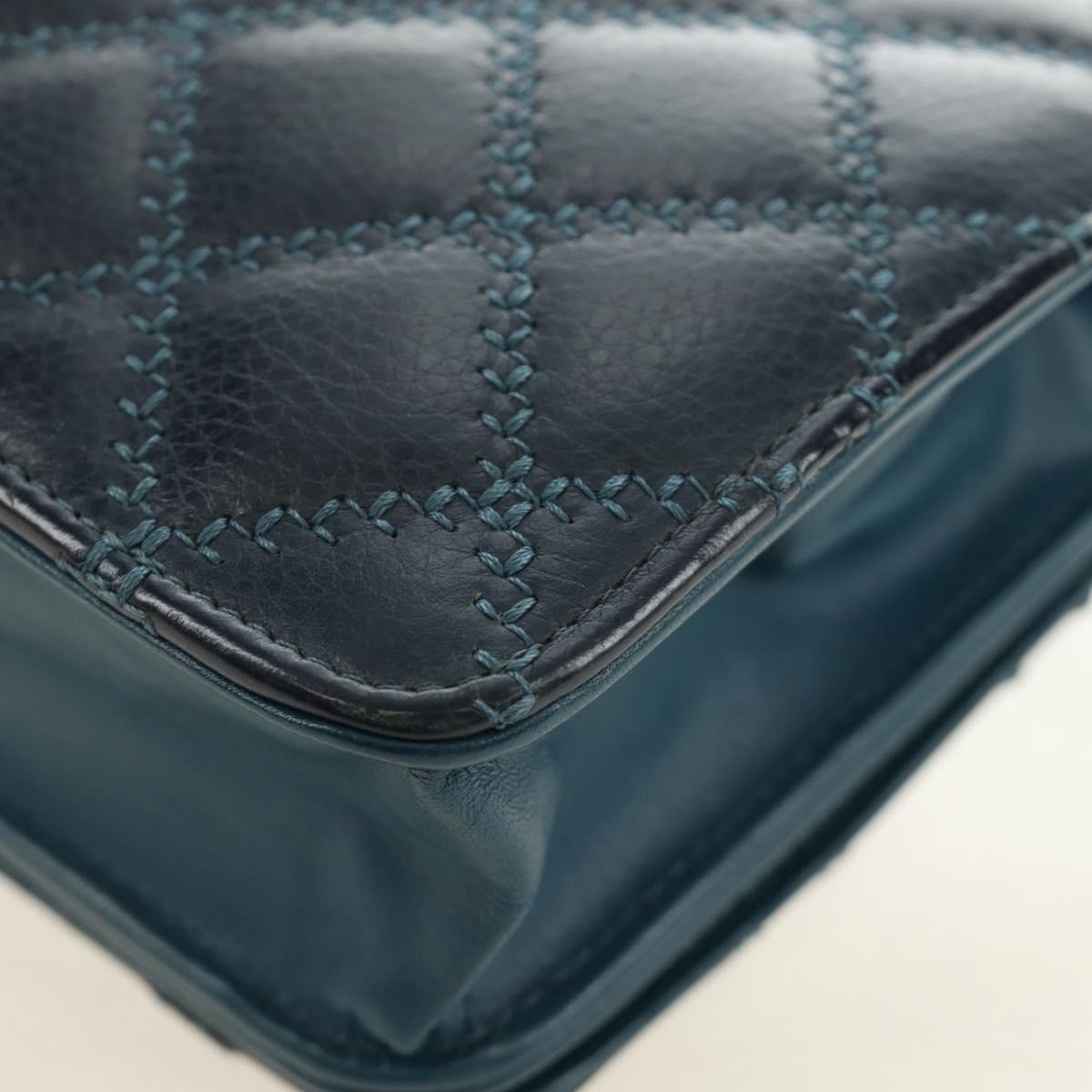 CHANEL Matelasse Chain Wallet Bag Caviar Skin Navy Silver CC Auth 188550SAV