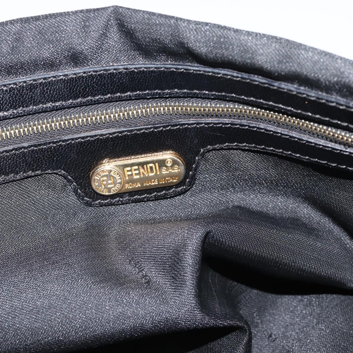 FENDI Hand Bag Suede Black Gold Auth 188554A