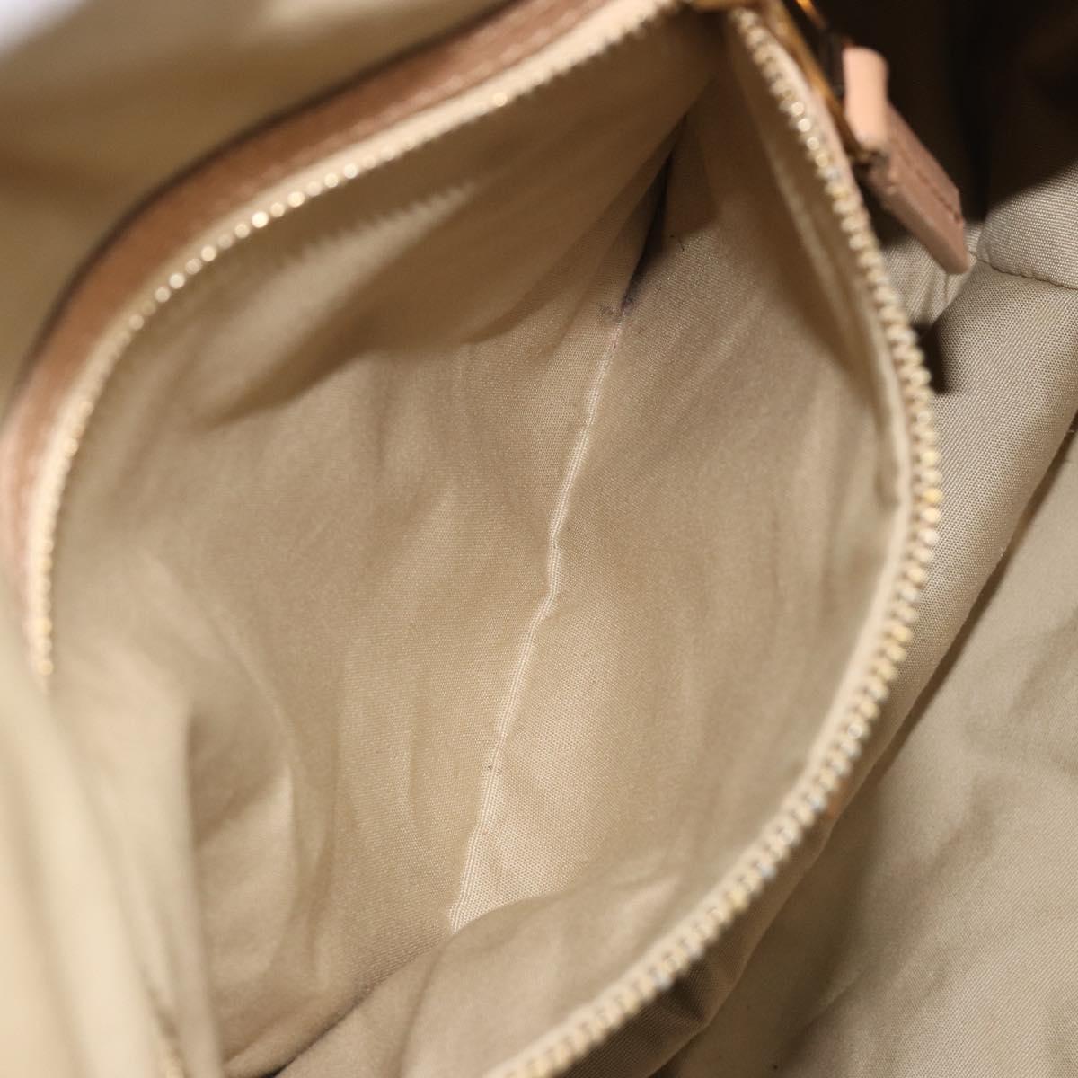 CELINE Hand Bag Leather Beige Gold Auth 188555