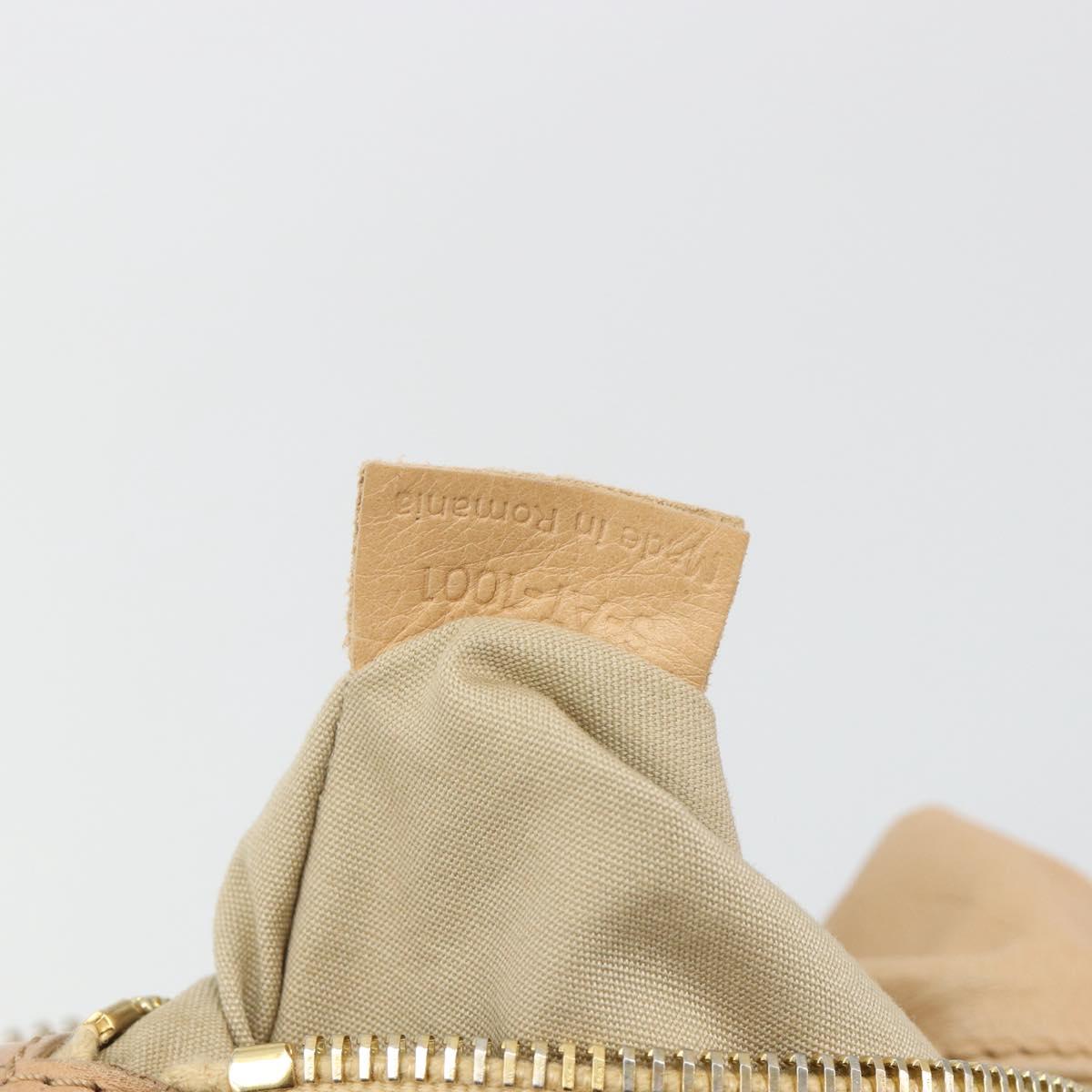 CELINE Hand Bag Leather Beige Gold Auth 188555