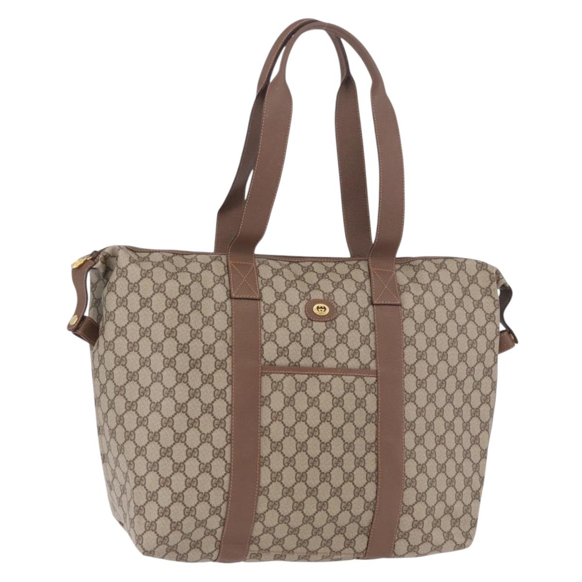 GUCCI GG Supreme Boston Bag PVC Beige Gold 012 1095 6080 Auth 188557
