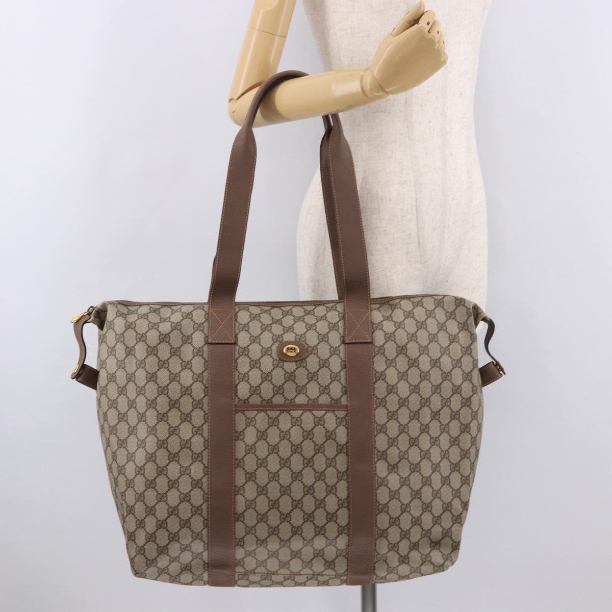 GUCCI GG Supreme Boston Bag PVC Beige Gold 012 1095 6080 Auth 188557